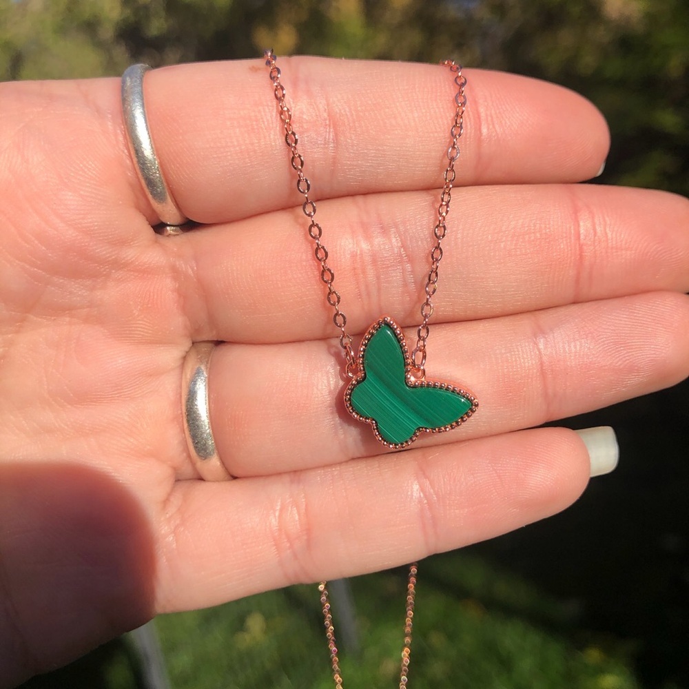 S925 malachite butterfly necklace